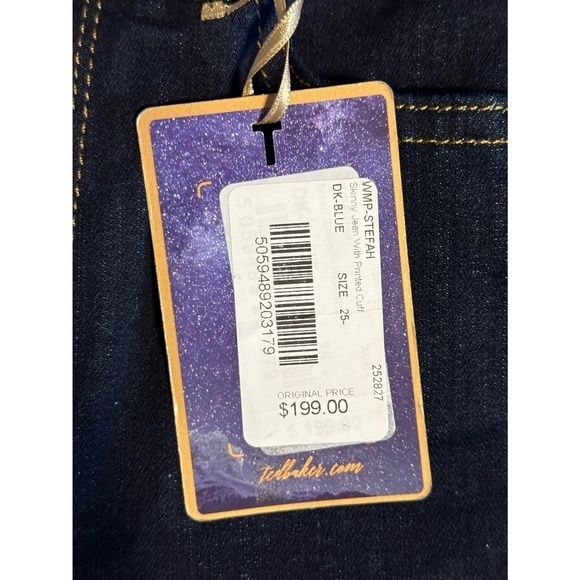 Ted Baker Classic Skinny Dark Wash Jeans Star Printed Cuff - Picture 12 of 13